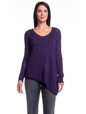Acrobat Asymmetrical Hem Sweater Gooseberry Purple Linen Scoop Neck NWT